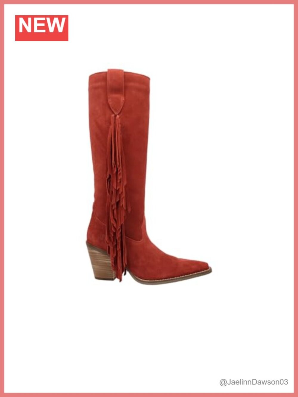 Dingo Twister Fringe Snip Toe Suede Knee High Boots Block Heel Womens 2-3"